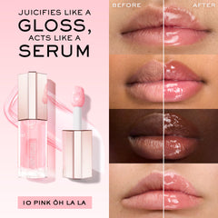 Lancôme Lip Idôle JuicyTreat applicator closeup highlights contouring precision.
