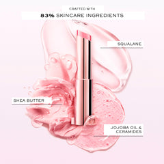 Lancôme Lip Idôle Squalane-12 Butterglow demonstrates 24h hydration and glossy finish