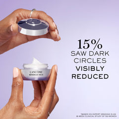 Lancôme Rénergie eye cream being applied under the eye for de-puffing and brighter look.