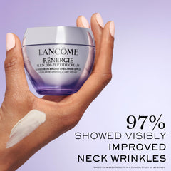 Lancôme Rénergie cream showing visible anti-aging effects on wrinkles and dark spots