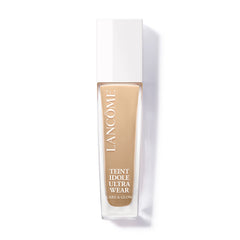 Lancôme Teint Idole care glow bottle closeup shows radiant hydration and smooth finish.