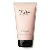 Lancôme Trésor scented body lotion bottle illustrates silky-soft skin and lasting fragrance.