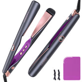 LANDOT 2-in-1 straightener-curler in action for sleek curls.