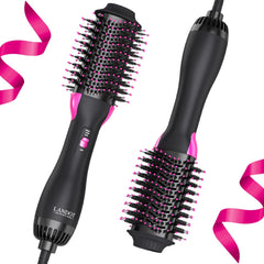 LANDOT hair dryer brush oval-barrel close-up showing 60mm design for smooth styling and lift.