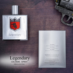 Lane Frost Legendary Chrome lavender and oakmoss balance for refined sophistication.