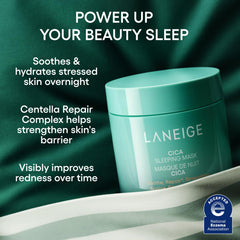 LANEIGE open lid revealing smooth cream for overnight nourishment