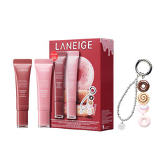 LANEIGE front packaging showing both serum tubes and donut keychain for gift-ready set