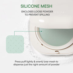 LANEIGE powder being pressed onto skin demonstrating shine control and blur