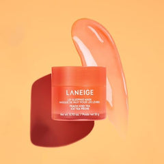 LANEIGE creamy texture swipe highlighting rich emollients and intense overnight hydration benefit