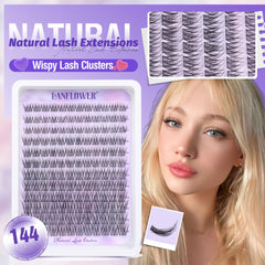 Lanflower C-curved lash clusters for gentle lift and natural look