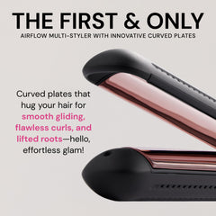 L'ANGE HAIR Le Duo Flex curved plates close-up shows precise curl definition.