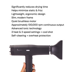 L'ANGE HAIR Le Styliste diffuser attachment demonstrates even airflow for smoother blowouts.