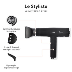 L'ANGE HAIR Le Styliste side view emphasizes slim profile for easy handling during styling.