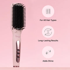L'ANGE HAIR Le Vite brush on dry hair demonstrates quick, one-pass straighten