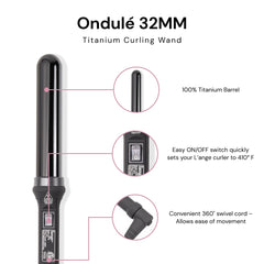 L'ANGE HAIR Ondulé 25mm wand offers versatile, windswept curls.