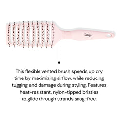 L'ANGE HAIR Siena blush-handheld brush demonstrates portable detangling for on-the-go hair care.