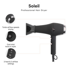 L'ANGE HAIR Soleil dryer with concentrator attachment for precise styling.