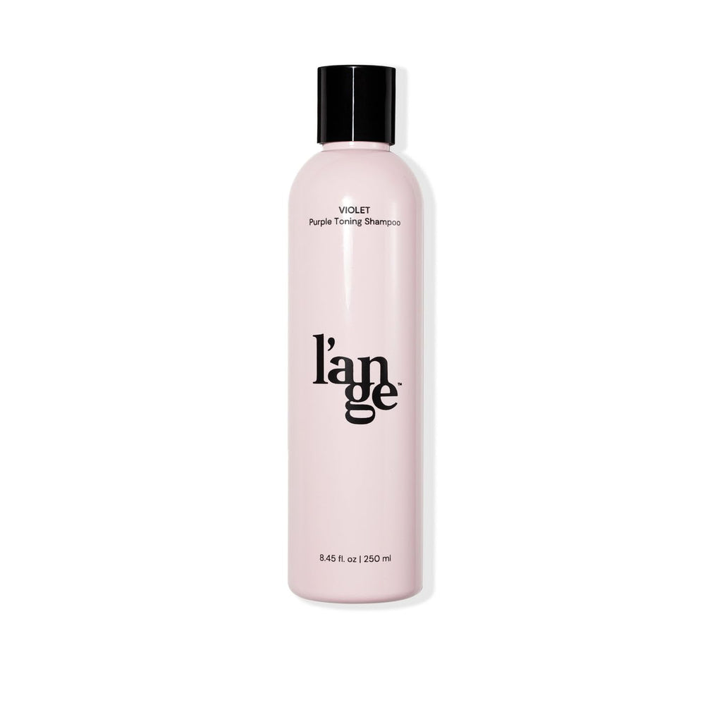 lange-hair violet-purple-toning-shampoo-bottle-front demonstrates color-correcting formula for brassiness.