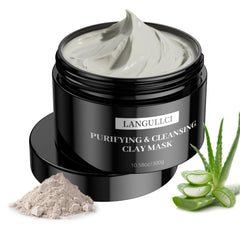 LANGULLCI purifying kaolin clay mask jar close-up for deep cleansing