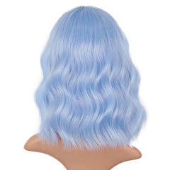 LANICE light blue short bob wig back view reveals voluminous curls and natural fall.