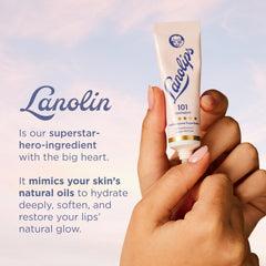 Lanolips 101 Ointment applied to dry skin patches for relief and hydration.