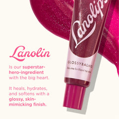 Lanolips Glossybalm Candy bottle captures fruity gloss with gold accents.