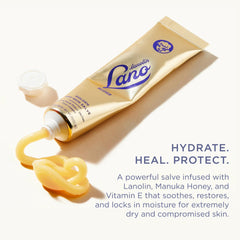 Lanolips Golden Dry Skin Salve at night used on lips for restorative care