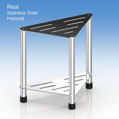 LarFaFa shower stool bottom storage promotes organized towels and tools after showers.