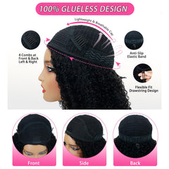 Larhali glueless cap adjustable-drawstring image highlights secure, breathable fit and comfort.