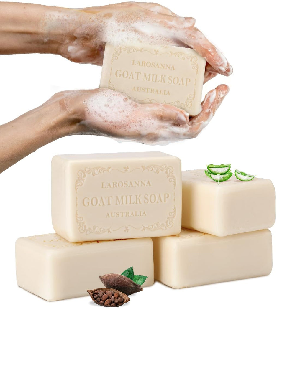 larosanna Australian Goat Milk Soap pack-4-bars for gentle cleansing and hydration