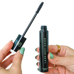 Lash Next Door mascara on lashes delivering dramatic length and definition.