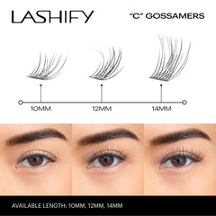 Lashify 12mm gossamer length options 8-18mm on display