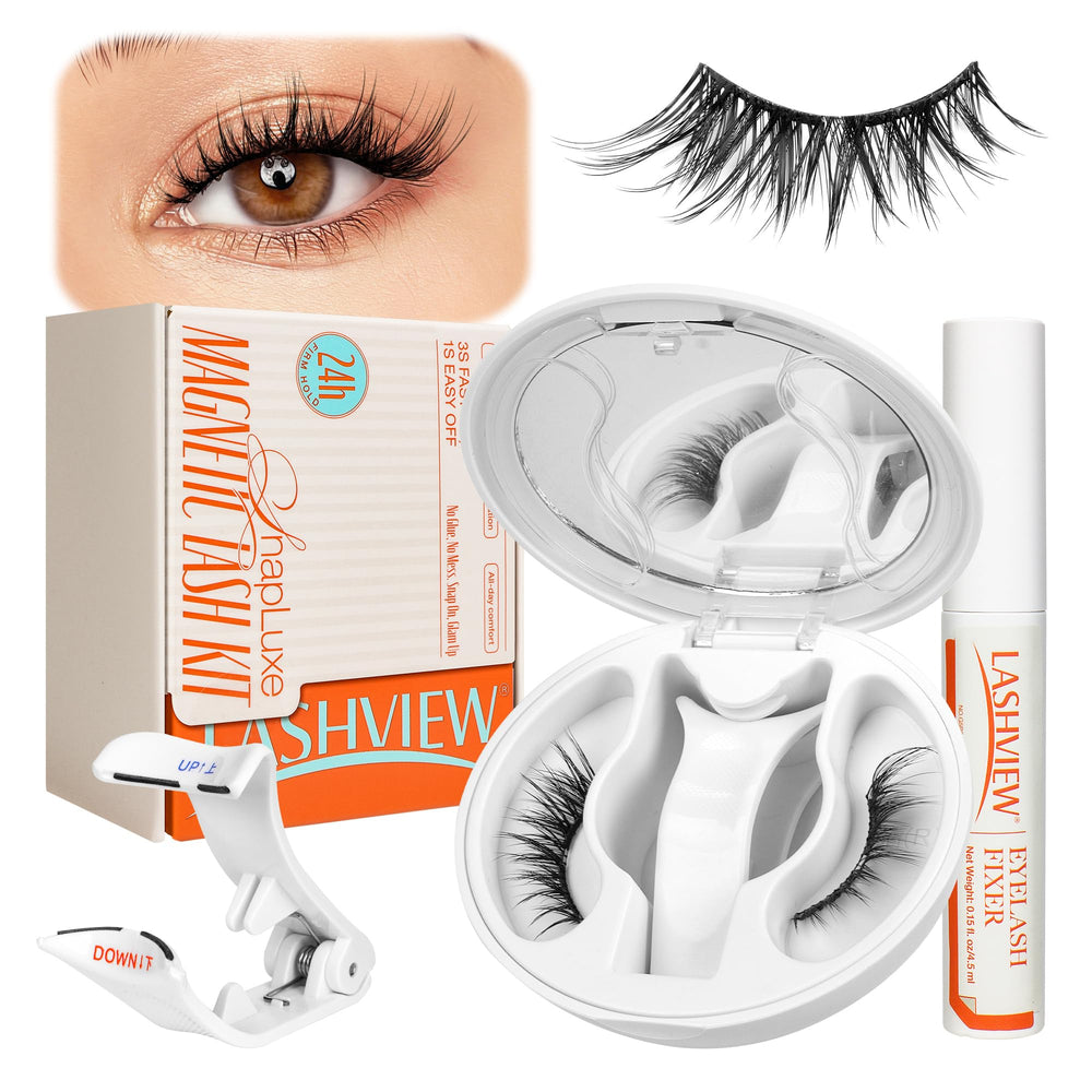 LASHVIEW front packaging showing kit components and portability benefit