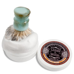 Dense Lather from Lather & Wood Bay Rum creates a protective cushion for a smooth shave.