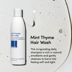 LATHER Mint Thyme Hair Wash foamy lather delivers gentle cleansing for all hair types