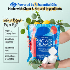 Lather Valley shower steamers with citrus notes offer an uplifting aroma.