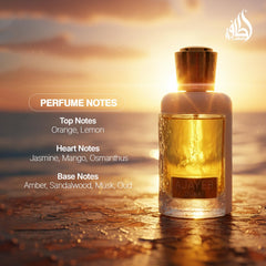 Lattafa Ajayeb Dubai Portrait bottle angle highlights refined packaging suitable for gifting.