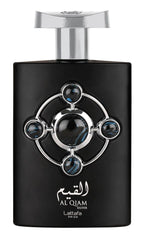 Lattafa Al Qiam Silver bottle front view, unisex fragrance for daily confidence.