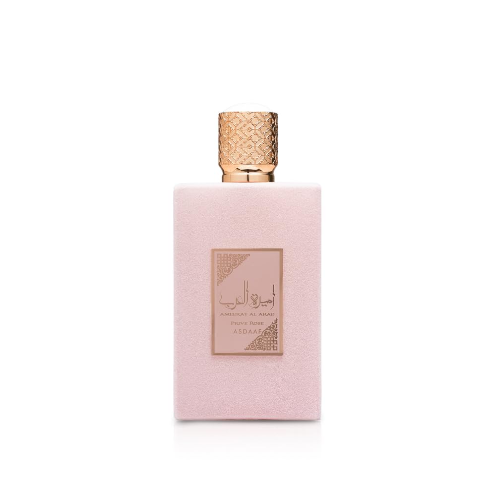 Lattafa Ameerat Al Arab Prive Rose bottle with fruity top notes for vibrant impression