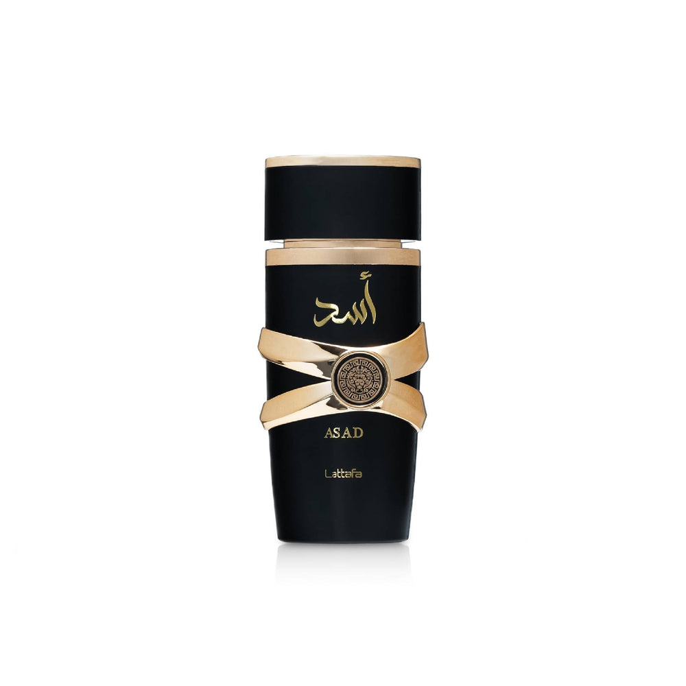 Lattafa Asad bottle front view, premium unisex oud musk for daily wear.