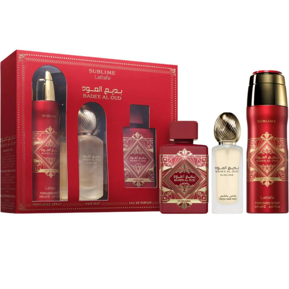 Lattafa Badee Al Oud Sublime EDP bottle highlights rich woody scent for all-day confidence