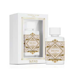 Lattafa Bade'e Al Oud Honor & Glory cap detail—adds refined luxury on the shelf.
