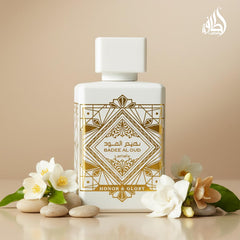 Lattafa Bade'e Al Oud Honor & Glory packaging box—premium presentation for gifting or personal luxury.