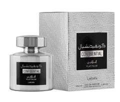 Lattafa Confidential Platinum outer packaging gift-ready for special occasions