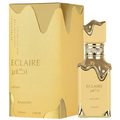 Lattafa Eclaire Banoffi cream swirl evokes dessert-inspired elegance for smart-casual days.