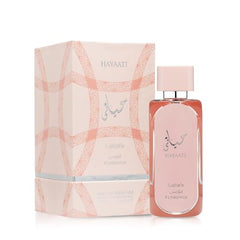 Lattafa Hayaati Florence bottle side highlights premium glass for gifting appeal