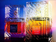 Lattafa Khamrah Qahwa note ginger cinnamon emphasizes bold spice impression.