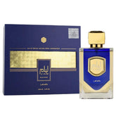 Lattafa Liam Blue Shine bottle front highlighting confident everyday style.