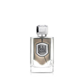 Lattafa Liam Grey bottle on a vanity, versatile unisex fragrance for everyday wear.