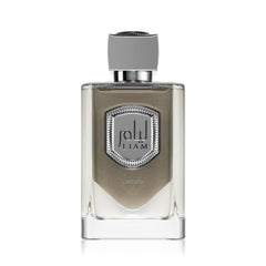 Lattafa Liam Grey iris-vetiver detail hints at sophisticated, balanced aroma for professional settings.